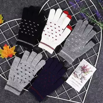 Новые осенне-зимние вязаные шерстяные перчатки для сенсорных экранов для мужчин и женщин, для пар, для студентов One size