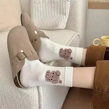 Новые осенне-зимние женские носки с рисунком медведя из мультфильма «Милые девушки в стиле Лолиты и кавайи», милые носки в японском стиле в стиле Харадзюку в стиле ретро со средней трубкой