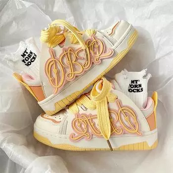 Новые осенне-зимние женские повседневные универсальные низкие туфли на толстой подошве для парной спортивной обуви из кожи для активного отдыха, размер 35-44 35 розовый