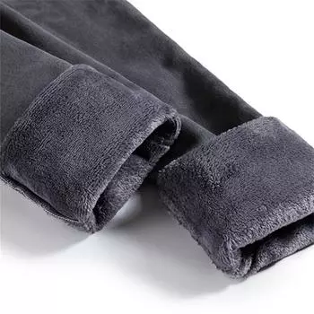 Новые осенне-зимние женские утолщенные бархатные джинсы скинни для отдыха с высокой талией, тонкие, эластичные, теплые, прямые брюки-карандаш 25 чёрный