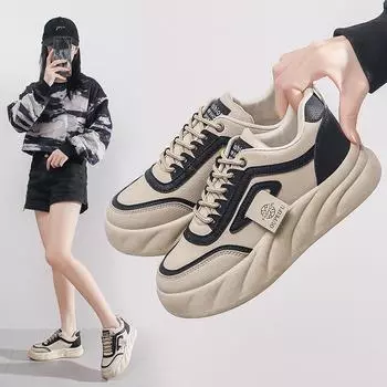 Новые осенние белые туфли для студенток на толстой подошве, увеличивающие рост, спортивная обувь для сноуборда 35 чёрный