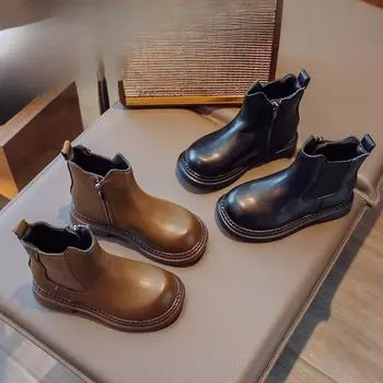 Новые осенние детские ботинки, кожаные туфли, полусапожки 26 чёрный