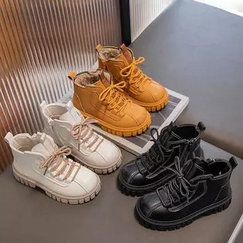 Новые осенние детские кожаные ботинки на мягкой подошве 26