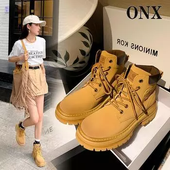 Новые осенние и зимние ботильоны на платформе. Желтые ботинки. Одинарные ботинки.