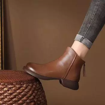 Новые осенние и зимние ботинки Martin на молнии в винтажном стиле женские короткие ботинки в британском стиле с мягкой подошвой оптом 35 чёрный