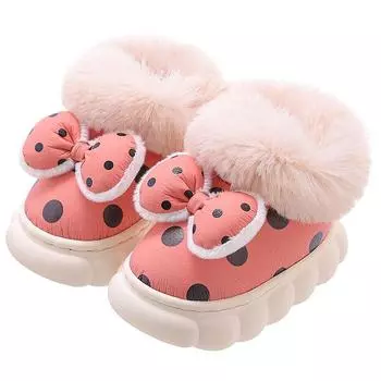 Новые осенние и зимние детские хлопковые тапочки, милые домашние теплые нескользящие детские меховые тапочки с героями мультфильмов, модные домашние мягкие тапочки 22-23 синий