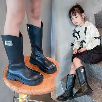 Новые осенние и зимние детские кожаные ботинки Martin boots 26