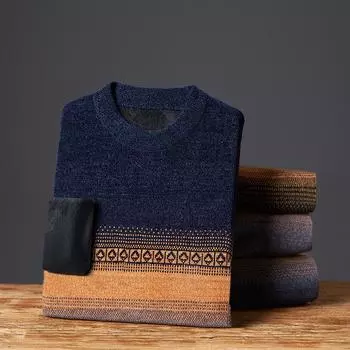 Новые осенние и зимние флисовые свитера для мужчин, утолщенные теплые свитера из шенилла для мужчин, топы с круглым вырезом для мужчин M