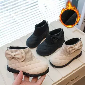 Новые осенние и зимние хлопковые туфли с бабочками и мягкой подошвой для девочек и туфли принцессы с мягкой подошвой 21 чёрный