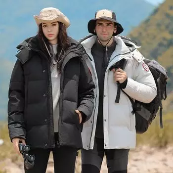 Новые осенние и зимние куртки на гусином пуху для альпинизма для мужчин и женщин, зимние куртки для пар, модные куртки S
