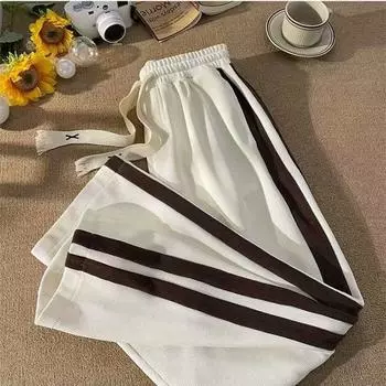 Новые осенние и зимние модные свободные утолщенные широкие брюки на шнурке, универсальные повседневные однотонные спортивные брюки для мужчин, M-3XL M кофейный