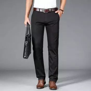 Новые осенние и зимние мужские брюки, трендовые универсальные повседневные брюки, мужские свободные прямые деловые повседневные брюки 28 чёрный