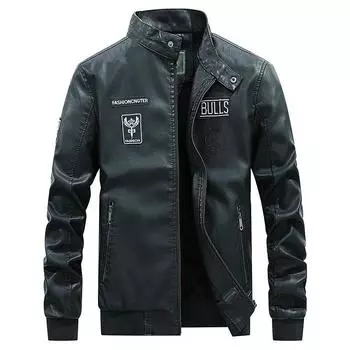 Новые осенние и зимние мужские кожаные куртки, новые модные куртки, бейсбольные куртки из толстого бархата M