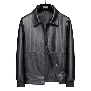 Новые осенние и зимние мужские кожаные куртки мужские модные кожаные куртки тонкие куртки модные бренды M