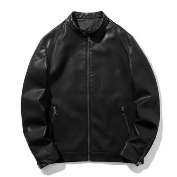 Новые осенние и зимние мужские кожаные куртки, модные и универсальные куртки из искусственной кожи, зеленые куртки, большие размеры M чёрный