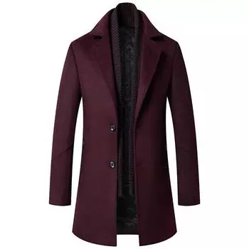 Новые осенние и зимние мужские пальто, модные шарфы, хлопковые и толстые шерстяные мужские шерстяные пальто без глажки M