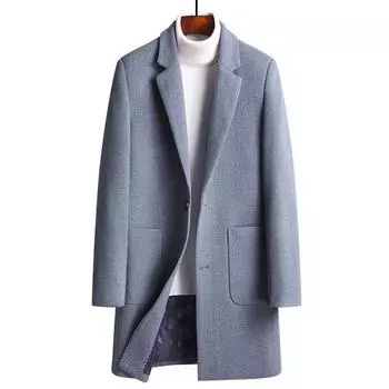 Новые осенние и зимние шерстяные пальто для мужчин, облегающие шерстяные ветровки средней длины, утолщенные мужские шерстяные пальто, мужские куртки M