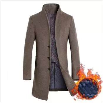 Новые осенние и зимние шерстяные пальто, модные шерстяные ветровки с воротником, мужские шерстяные пальто из плотного хлопка M