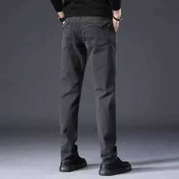 Новые осенние и зимние стили с плюшем и утолщенными/обычными мужскими эластичными свободными прямыми трубчатыми универсальными повседневными брюками для внешнего ношения 28