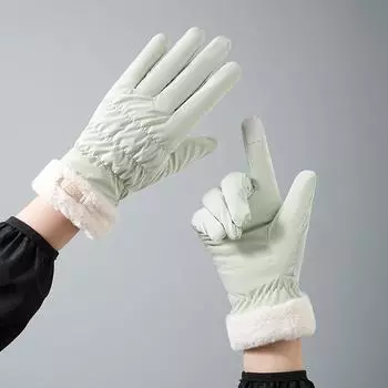 Новые осенние и зимние теплые перчатки для женщин, бархатные и утолщенные, ветрозащитные перчатки для езды на велосипеде и сенсорного экрана Bear One Size