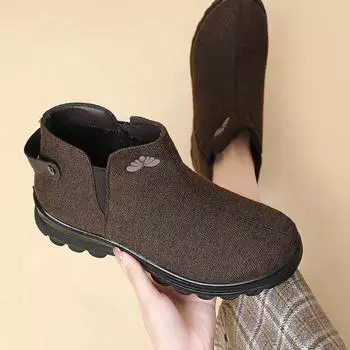 Новые осенние и зимние теплые зимние сапоги с флисом, модные женские повседневные короткие сапоги, женская хлопковая обувь 35 коричневый