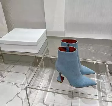 Новые осенние и зимние товары для внешней торговли: Короткие сапоги с боковой молнией, остроносые бокалы для вина и короткие сапоги для женщин 35 чёрный