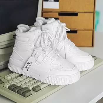 Новые осенние и зимние туфли с высоким берцем. Модная обувь для пар больших размеров. Модная студенческая обувь. Трендовая обувь. 36 белый