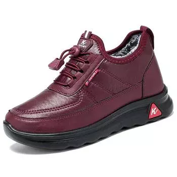 Новые осенние и зимние женские бархатные кроссовки, толстая непромокаемая теплая обувь 40 красный