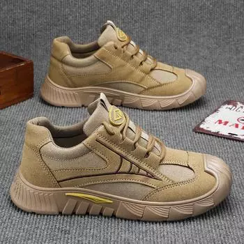 Новые осенние износостойкие мужские повседневные низкие рабочие туфли - удобные и модные для улицы и охраны труда 39 хаки