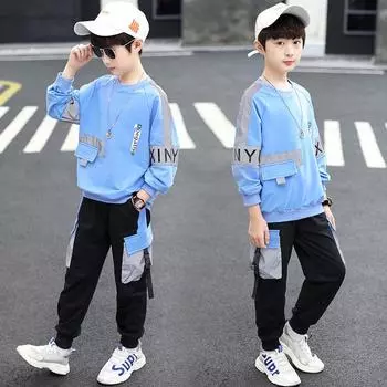 Новые осенние костюмы-двойки для мальчиков 2024 года — стильные и модные наряды для детей 140 cm красный