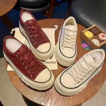 Новые осенние кроссовки на толстой подошве для миниатюрных женщин: Удобные, увеличивающие рост, повседневные туфли на платформе в уличном стиле 37