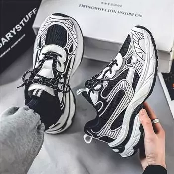 Новые осенние легкие мужские туфли с защитой от запаха, дышащие сетчатые кроссовки с толстой подошвой, удобные универсальные объемные туфли для мужчин 39