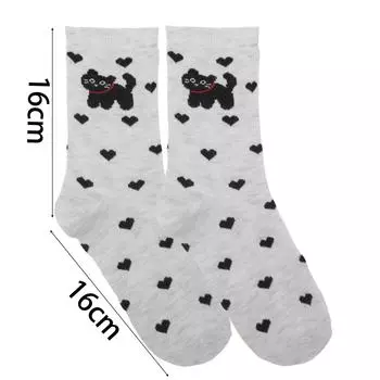 Новые осенние мультяшные носки с котиками для женщин, милые носки с котиками, милый мультяшный узор, носки средней длины, мягкие, теплые, носки до щиколотки