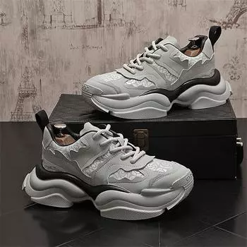 Новые осенние мужские кроссовки, мужская удобная обувь на платформе, тренд 2024 года, вулканизированная обувь на шнуровке, белые повседневные кроссовки Zapatillas 38 чёрный