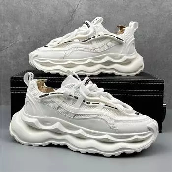 Новые осенние мужские кроссовки, мужская удобная обувь на платформе, тренд 2024 года, вулканизированная обувь на шнуровке, белые повседневные кроссовки Zapatillas 38 белый