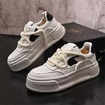 Новые осенние мужские кроссовки, мужская удобная обувь на платформе, тренд 2024 года, вулканизированная обувь на шнуровке, белые повседневные кроссовки Zapatillas 38 чёрный