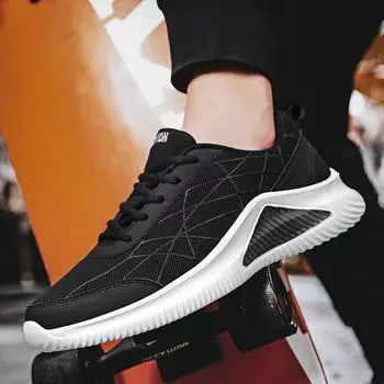 Новые осенние мужские сетчатые повседневные дышащие кроссовки на платформе для активного отдыха, легкие высококачественные кроссовки для бега, мужская спортивная обувь Tenis Masculino 38 черный белый
