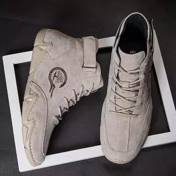 Новые осенние мужские туфли бренда - это нескользящие износостойкие повседневные мотоциклетные ботинки с низким верхом, модная рабочая обувь с высоким верхом 38 чёрный