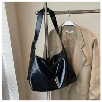 Новые осенние сумки из искусственной кожи на плечо и через плечо, прочные блестящие сумки на молнии большой вместимости, универсальные сумки