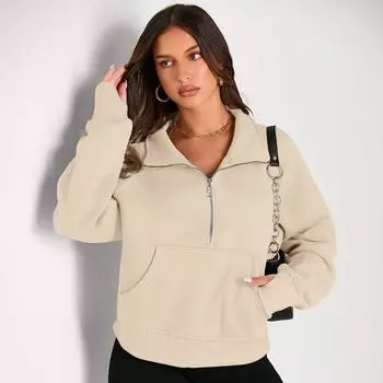 Новые осенние толстовки с капюшоном из флиса на молнии с застежкой-молнией, женские однотонные повседневные свободные короткие толстовки с вырезом для большого пальца и воротником-стойкой, пуловеры с капюшоном XS вино красного