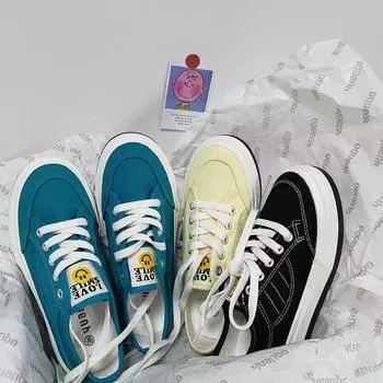 Новые осенние туфли Lake Blue Canvas Lace-up Shoes Женские ретро-туфли Tide Street Casual Women s Shoes Кроссовки Tenis De Mujer 5 белый