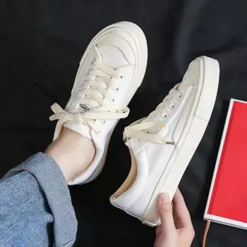 Новые осенние туфли Школьная повседневная обувь Обувь Универсальные туфли на плоской подошве Harajuku Ins Модная обувь Board Shoes 35 белый