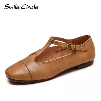 Новые осенние туфли в стиле ретро с квадратной головкой, французские темпераментные одиночные туфли с ремешками, удобная кожаная женская обувь 35 коричневый