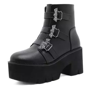 Новые осенние водонепроницаемые сапоги на каблуке 8 см с пряжкой на пенопластовой подошве LHX 35 чёрный