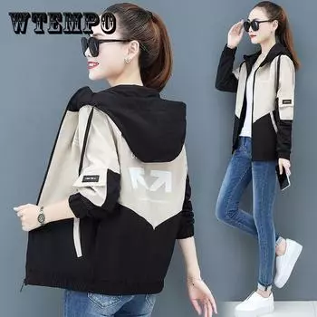 Новые осенние женские куртки, повседневная ветровка с капюшоном, женское базовое пальто, легкая куртка на молнии, верхняя одежда XXXL хаки