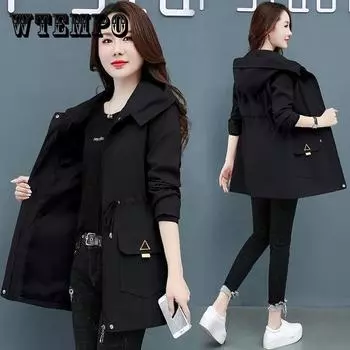 Новые осенние женские куртки, ветровка, женская повседневная базовая куртка с капюшоном, свободная легкая куртка на молнии, верхняя одежда XXXXL XXXXL кирпич красный