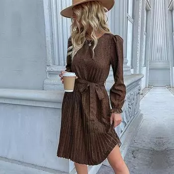 Новые осенние женские платья с леопардовым принтом с длинными рукавами S абрикосовый