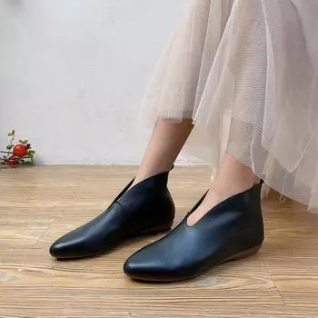 Новые осенние женские туфли из искусственной кожи, ботильоны с острым носком для женщин, лаконичные толстые каблуки, осенние женские ботинки на низком каблуке 35