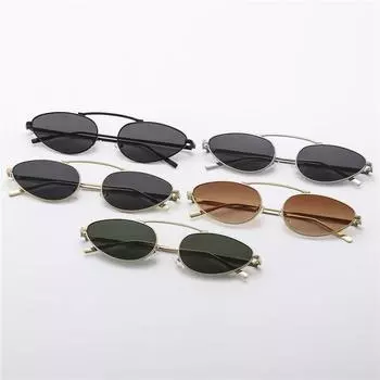 Новые овальные солнцезащитные очки в металлической оправе для женщин и мужчин с защитой UV400, черные очки «кошачий глаз», уникальные женские очки для вечеринок