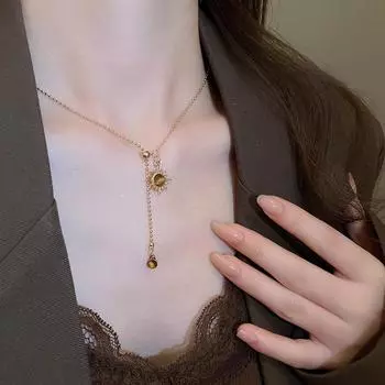 Новые ожерелья с подвеской в виде подсолнуха для женщин, винтажное ожерелье из камня, простое ожерелье в виде ключицы, модные ювелирные изделия, аксессуары, подарки золотой